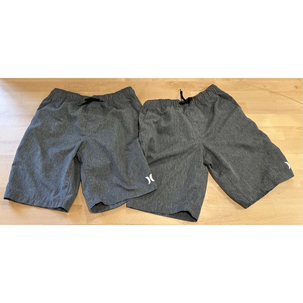 2 pair - Hurley Boys Stretch Hybrid Pull-On Shorts Gray Size Youth Medium 10/12